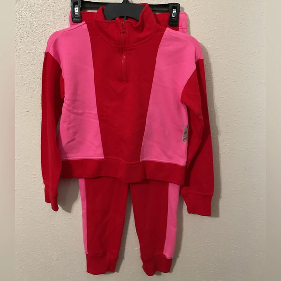 ID Ideology Pink & Red Big Girls Colorblocked Jogging Set Size 10 / 12 NWT - Picture 1 of 6